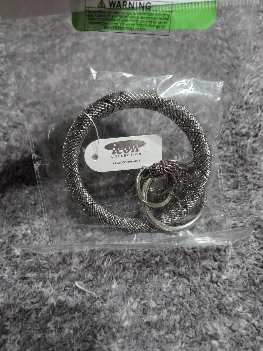 Metallic Silver Key Ring Bracelet with Split Rings